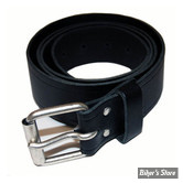 CEINTURE - FOSTEX - LEATHER BELT WITH BUCKLE BLACK - NOIR