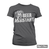 TEE-SHIRT - GAS MONKEYS GARAGE - GMG - BEER ASSISTANT GIRLY - GRIS FONCE