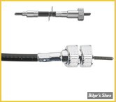 16MM / 5/8"-18 - CABLE DE COMPTEUR DE ROUE AVANT - BAGUE SUR COMPTEUR 16-1 / 5/8"-18 - LONGUEUR : 36" - OEM 67077-84 / 67077-85  - NOIR - 06-0112