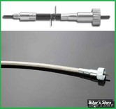 16MM - CABLE DE COMPTEUR DE ROUE AVANT - BAGUE SUR COMPTEUR 16-1 - LONGUEUR : 43" - OEM 67048-83 / A / 67060-96 - INOX - BARNETT