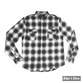 CHEMISE MANCHES LONGUES - LETHAL THREAT - PLAID - KUSTOM MOTORCYCLE - GRIS/BLANC - TAILLE 2XL