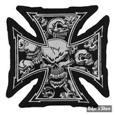 ECUSSON/PATCH - LETHAL THREAT - LT MALTESE CROSS SKULL PATCH - TAILLE : 11" X 11.5" ( 27.94 CM X 29.21 CM )