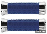 POIGNEES BIKEMASTER ALUMINIUM - RINGER 2 - 7/8" - BLEU - EMBOUT : AIGLE CHROME