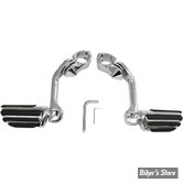 REPOSES PIEDS AUTOROUTE ARTICULES AVEC COLLIERS - RIVCO - LONGUEUR DU BRAS : 5" - CHROME - AVEC REPOSES PIEDS TAPERED -MV120