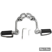 REPOSES PIEDS AUTOROUTE ARTICULES AVEC COLLIERS - RIVCO - LONGUEUR DU BRAS : 5" - CHROME - AVEC REPOSES PIEDS SLOTTED