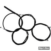 + 0" / + 0cm - KIT CABLES ET DURITE DE FREIN DE GUIDON RALLONGES - TOURING FLHX/FLHXSE/FLTRXSE 23UP - LA CHOPPERS - INOX / NOIR - KIT COMPLET - LA-8059KT2-08B