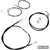 +15" / +17" - KIT CABLES ET DURITE DE FREIN DE GUIDON RALLONGES - DYNA FXDB 06/17 - LA CHOPPERS - STANDARD - NOIR - LA-8210KT-16B