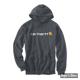 SWEAT SHIRT A CAPUCHE - CARHARTT - SIGNATURE LOGO - CARBON HEATHER / GRIS FONCE CHINE - TAILLE S