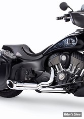 ECHAPPEMENT - FREEDOM PERFORMANCE - INDIAN CHIEFTAIN 14UP - SHORTY 2 EN 1 - CHROME / EMBOUT SLASH CUT TURN OUT : CHROME - IN00178