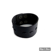 BRACELET - AMIGAZ - LEATHER CUFF - BLACK WIDE THREADED