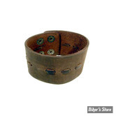 BRACELET - AMIGAZ - LEATHER CUFF - BROWN WIDE THREADED