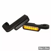 1 - CLIGNOS HEINZ BIKES - STRIPES BELOW BAR TURN SIGNAL - SPORTSTER 90/03 - 1 FONCTION - CORPS NOIR / CABOCHON FUME - HBTS-XL-03