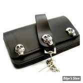 PORTEFEUILLE - AMIGAZ - LEATHER - WALLET - SKULL, BLACK WITH CHAIN