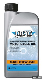 HUILE MOTEUR 20W50 - DRAG SPECIALTIES - MINERALE - LE BIDON D UN QUART (0.946 LITRES).