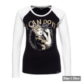 TEE-SHIRT MANCHES LONGUES - QUEEN KEROSIN - I CAN DO IT - NOIR/BLANC - TAILLE XS