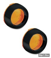 CASQUETTES RALLONGÉES KURYAKYN - DEEP DISH BEZELS - CORPS : NOIR / CABOCHON : ORANGE - 5481