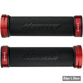 POIGNEES DRIVEN - ALUMINIUM - 7/8" - D-AXIS - CAOUTCHOUC : NOIR - COLLIERS : ROUGE