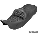 SELLE DUO SADDLEMEN - ROADSOFA Honeycomb Stitch - TOURING 08/25 - NOIR/COUTURES GRISES - 808-07B-18902