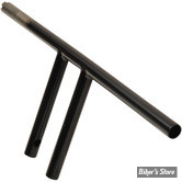 GUIDON CUSTOM - DRAG SPECIALTIES - T-BAR STRAIGHT - HAUTEUR : 8" - AVEC EMPREINTES / TBW  - NOIR BRILLANT