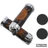 POIGNEES - DRAG SPECIALTIES - TÊTE DE MORT / SKULL GRIPS - YEUX : ROUGES - 17-0505CDTS