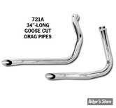 - ECHAPPEMENT PANHEAD 48/64 - STAGGERED DUAL - DRAG PIPES GOOSE CUT - PAUGHCO - 34" - 1 3/4" - CHROME - 721A