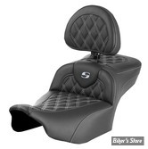 - SELLE SADDLEMEN - ROADSOFA LS  LATTICE STITCH - EXTENDED REACH SEAT - TOURING 2023UP - NOIR / COUTURES ARGENT - AVEC DOSSIER - 823-07-184B5