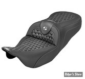 SELLE DUO SADDLEMEN - ROADSOFA Honeycomb Stitch - TOURING 08/25 - NOIR/COUTURES BLANCHES - 808-07B-18906