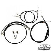 +12" / +14" - KIT CABLES ET DURITE DE FREIN DE GUIDON RALLONGES - FLS / FLST / FXS 11/14  AVEC ABS - STANDARD - NOIR - LA-8150KT-13B