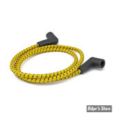 Ø  7.0MM - FILS DE BOUGIES UNIVERSEL - MCS - RETRO - JAUNE / MARQUAGES NOIR - COPPER / POUR ALLUMAGE A RUPTEURS