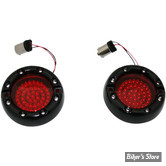 AV / AR - 1 FONCTION - 1156 / SIMPLE FILAMENT / PLAT - INSERTS DE CLIGNOTANTS - CUSTOM DYNAMICS - POUR HD CABOCHONS PLATS - FLAT RINGZ LED TURN SIGNAL - CORPS : NOIR - CABOCHON : ROUGE