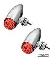 CLIGNOTANT A LEDS - MICRO BULLET / CLIGNOS MICRO BULLET - KURYAKYN - LED - CHROME / Cabochon : ROUGE