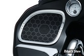 GRILLES DE HAUT PARLEUR AVANT - ROAD GLIDE 15UP - KURYAKYN - TRI-LINE SPEAKER ACCENT - CHROME - 7385