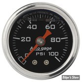 MANO DE PRESSION D'HUILE - 100 PSI - Mano de pression d'huile AUTO METER - CORPS : CHROME / FOND : NOIR - 2177