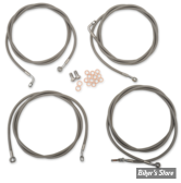 + 10" - KIT CABLES ET DURITE DE FREIN DE GUIDON RALLONGES - TOURING FLHT/FLHR/FLTR 17/20  ABS - LA CHOPPERS - STANDARD - INOX - LA-8054KT-08