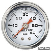 MANO DE PRESSION D'HUILE -  60 PSI - Mano de pression d'huile AUTO METER - CORPS : CHROME / FOND : BLANC - 2176