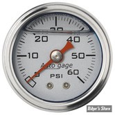 MANO DE PRESSION D'HUILE -  60 PSI - Mano de pression d'huile AUTO METER - CORPS : CHROME / FOND : ARGENT - 2179