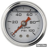 MANO DE PRESSION D'HUILE - 100 PSI - Mano de pression d'huile AUTO METER - CORPS : CHROME / FOND : ARGENT - 2180