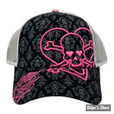 CASQUETTE - LETHAL THREAT - HEART SKULL - NOIR/ROSE