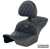 - SELLE SADDLEMEN - ROADSOFA LS - TOURING 2023UP - NOIR / COUTURES : BLEUES - AVEC DOSSIER - 823-07-182B1