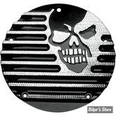 ECLATE I - PIECE N° 25 -  COUVERCLE D EMBRAYAGE - OEM 25414-99 - SOFTAIL M8 2018 / TWINCAM 99/17 / TOURING 99/15 - COVINGTONS CUSTOMS - SKULL FINNED - NOIR DIAMOND
