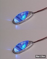 FEU DE CARROSSERIE - K&S TECHNOLOGIES INC. - LED FLUSH MOUNT MINI MARKER LIGHT - CORPS : CHROME - FIXATION A VISSER - ECLAIRAGE : BLEU