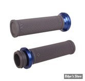 - POIGNEES -  ODI - RUFFIAN V-TWIN LOCK-ON™ GRIP SET - TIRAGE ELECTRONIQUE - CAOUTCHOUC : GRAPHITE / COLLIER : ANODISE BLEU - V30HTWH-U