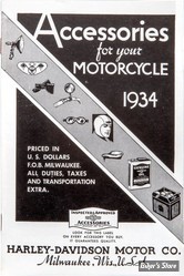 CATALOGUE D'ACCESSOIRES - EDITION : 1934 H-D Motorcycle Accessories 1934