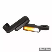2 - CLIGNOS HEINZ BIKES - STRIPES BELOW BAR TURN SIGNAL - TOURING 99/08 - 2 FONCTIONS - CORPS NOIR / CABOCHON FUME - HBTS-FLH-08-PL