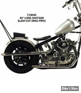 ECHAPPEMENT PAUGHCO - SPORTSTER 57/85 RIGIDE - SHOTGUN - DRAG PIPE - SLASH CUT - 40" - CHROME - 719D40