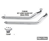 - ECHAPPEMENT SHOVELHEAD TOURING FLT 1980/1984 - DRAG PIPES SLASH CUT - 40" - PAUGHCO - CHROME - 733E40