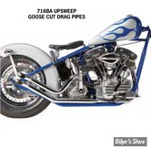 - ECHAPPEMENT - EARLY SHOVEL 66/69 - DRAG PIPES UPSWEPT GOOSENECK - OVER-THE-TRANSMISSION - PAUGHCO - CHROME - 716BA