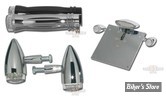 POIGNEES RBS - 84UP - GROOVED - AVEC CLIGNOTANTS LED + CLIGNOTANTS ARRIERE + SUPPORT D'IMMATRICULATION ET FEU - CHROME - LE KIT