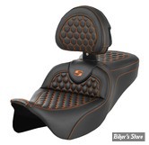 - SELLE SADDLEMEN - ROADSOFA™ HC Honeycomb SEAT - TOURING 08UP - NOIR / COUTURES : ORANGE - AVEC DOSSIER - 808-07B-189B3