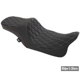 SELLE DRAG SPECIALTIES - PREDATOR III 2UP - TOURING FLHR 99/07 / FLHX 06/07 - DOUBLE DIAMOND NOIR - COUTURES : ARGENT - 0801-1309
